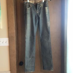 Gold shimmer Rich and Skinny brand jeans!